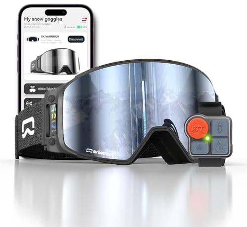 Multifunctional Smart Wireless Ski Goggles with Walkie-Talkie, Replaceable Anti-Fog Lens, Music & Call, Real-Time AMOLED Display, Compatible with Most Helmets (G03 Black, Multi-Button Remote)