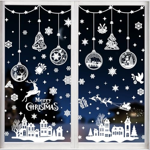 Lotbun Stickers Noel Fenetre, Réutilisable Vitre Pvc Autocollant Decoration Noel Fenetre Electrostatique, Decoration Noel Interieur Maison Pour Porte Vitrine Verre Maison Magasin Bureau (244)