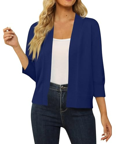 Tops for Women's 3/4 Sleeve Short Cardigan Sweater Autumn Casual Tops Solid Colour Loose Comfy Knitted Clothes