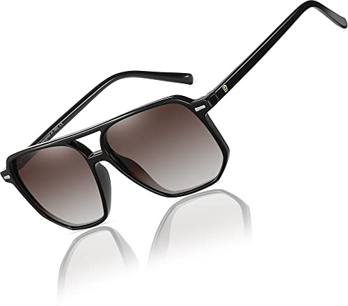 DUCO Retro Vintage Quadratische Polarisierte Sonnenbrille Damen Herren Doppel Brücke Sonnenbrille DC3001