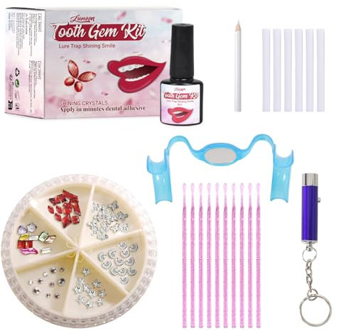 Homirty Zahn Edelstein Set, Zahnstein Schmuck Zubehör für Zahn, DIY Zahn Dekoration, Tooth Gem Kit, Zahnsteine Zahnschmuck, Abnehmbare Zahn Ornamente, Zahnkristall für Zahn Zahnschmuck Party
