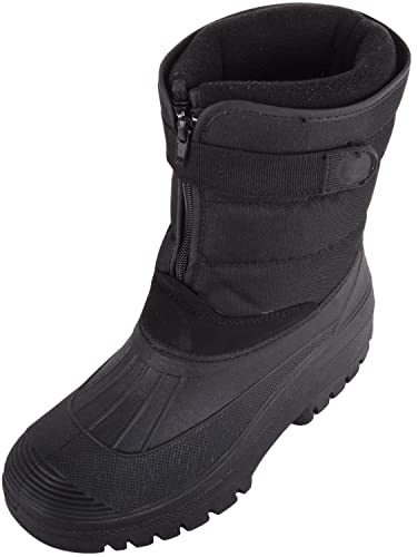 ABSOLUTE FOOTWEAR Botas de nieve térmicas resistentes al agua con cremallera para hombre, Black, 42 2/3 EU