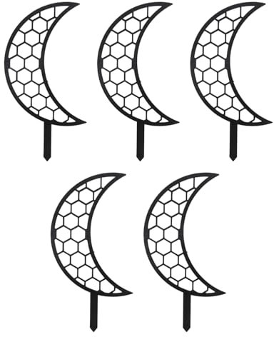 Pastlla 5 enrejados de plástico en forma de luna para plantas trepadoras, enrejado pequeño para plantas trepadoras, soportes para macetas de jardín, plantas en maceta, flores de hiedra de vid,