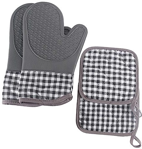 Cabilock Insulated Gloves Oven Mitts Heat Resistant Pot Holders for Kitchen Baking Cooking Cotton Lining