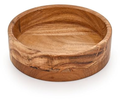 Kimona Decorative Bowl Acacia Wood Hand Carved Home Decor for Dining Table Center, Living Room, Kitchen Décor (8x 8 x 2.5)