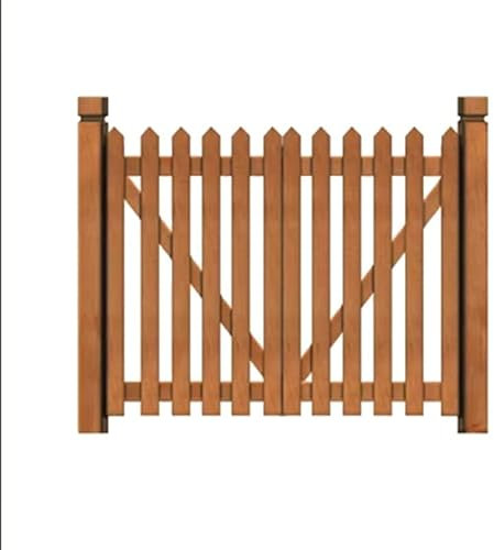 Wooden Garden Gate Double Opening Arch Frame Teak Wood Fence Partition Wall Brown 155x100cm