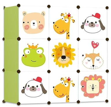 Best For Home | Modularer Kinderkleiderschrank | Märchendesign kleiderschrank kinderzimmer | 9-teiliger Aufbewahrungsschrank | kinderschrank| Ideal für Kinderzimmer, Kleidung, Spielzeug & Schuhe