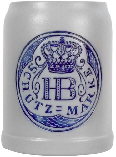 Hofbräuhaus München Bierkrug Original Salzglasur Schutzmarke 0,5 Liter |Bierbecher| Maßkrug | Bierglas | Krug | Geschenkidee für Herren und Damen