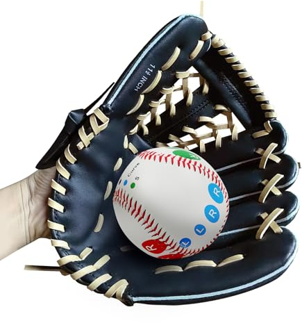 Kids Youth Adult Baseball Glove Sports Batting Glove with 1 Baseball Soft Faux Leather Left Hand Catcher's Mitt Thicken Adjustable Pitcher Softball Mitten 10.5inch/11.5inch/12.5inch Right Hand Throw