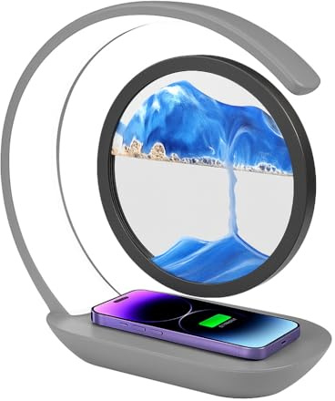Lampada da tavolo Quicksand Lampada da scrivania Pittura di Sabbia Che scorre Deco- Pittura di Vetro Rotonda a Clessidra 3D, Cornice di Flow Sabbia Immagine in Movimento Decorazione Regalo per Casa