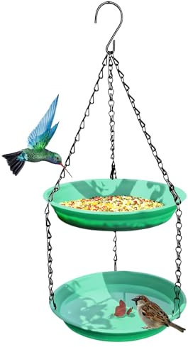 Vogeltränke Vogelfutterspender zum Aufhängen,Vogeltränke Balkon Groß Balkongeländer Garten Vogelbad,Vogeltränke Groß Frostsicher Winterfest Vogeltränke Hängend für für Wildvögel im Garten (Grün)