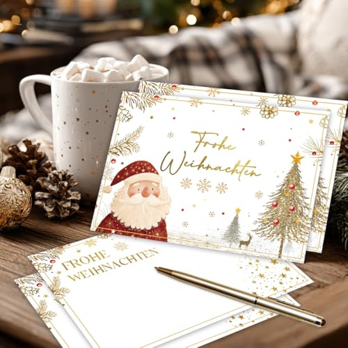Happirra Weihnachtskarten mit Umschlag Set, 12 Stück Karte Weihnachten