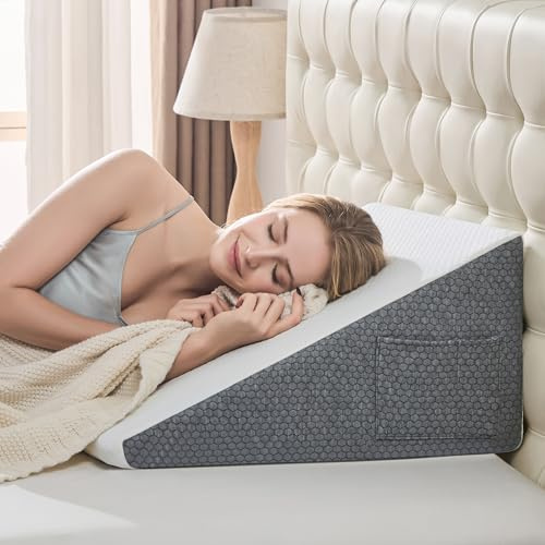Wedge Pillow for Sleeping - 60x60x30cm Bed Wedge for Headboard Triangle Pillow, Memory Foam Wedges for Acid Reflux, GERD, Snoring, Post Surgery Back Pain Relief, Leg Elevation, Washable Cover