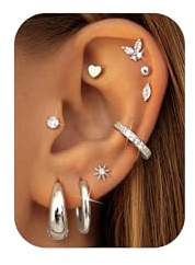 Morfetto 9 Paar Ohrringe Gold Set Hypoallergene Chirurgenstahl Ohrringe Damen Medizinische Ohrstecker Flatback Creolen Gold Klein Knorpel Tragus Conch Helix Piercing Ohr für Mehrere Ohrlöcher