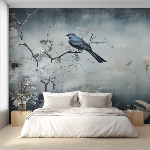 Generico Carta da Parati Fiore Uccello, 150X105cm, Carta da Parati Tessuto Non Tessuto Fiore Uccelli Stile Cinese, Camera da Letto Decorazioni Parete Soggiorno Decorazione Cucina Décor EL&D57