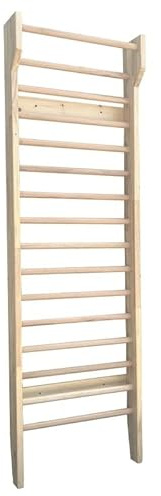 VIOK SPORT Espaldera de Madera 195 × 80 cm – Barras Suecas para Estiramientos, Fuerza y Rehabilitación – Madera Maciza con 11 Peldaños – Montaje en Pared – Uso Doméstico y Profesional