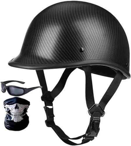 Casco Mezzo Da Motociclista Vintage Caschi Con Occhiali Aperto Jet Caschi Casco A Scodella Motorino Mezzo Elmetto Da Moto Retrò,ECE 22.06 Approved Mezzo Casco Moto Uomo Donna 7,M/(57~58cm)