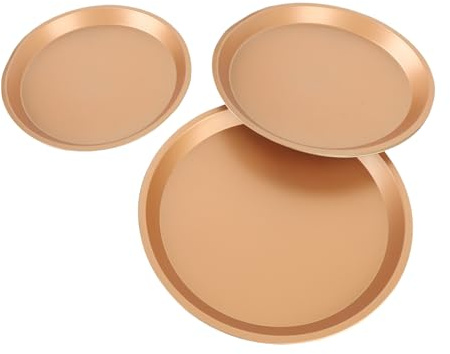 SUNGOOYUE Teglia per Pizza Resistente in Acciaio Al Carbonio, Conduzione Uniforme del Calore, Perfetta per Vari Forni, Facile da Riporre, Confezione da 3