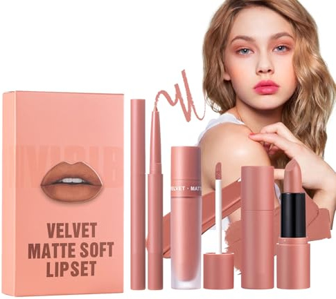 Glänsande läpppenna kit - tre nyanser av lång sammet, kosmetika med naturlig läpp smink | Satin läppmakeup, hållbar läpppenna, bärbart skönhetstillbehör