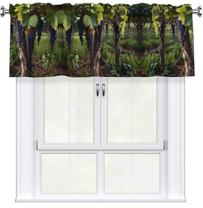 rrxnbcgg entanglement of grapevines Pocket Cafe Window Treatments Valance Curtains for Kitchen Bathroom Laundry Basement Windows 54 x 18 inch