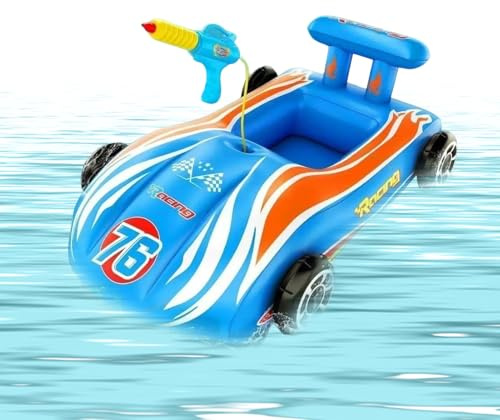 Fyrdyn Galleggiante Auto per Piscina,Giocattolo Gonfiabile per Acqua,Salvagente a Forma di Cartone Animato - per Bambini Ragazzi Ragazze Compleanno Laghetto Giardino Campeggio
