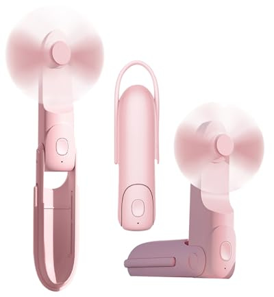 Hingue Mini Ventilatore Portatile 3 in 1, 3 Velocità del Vento [8–22 ore di Autonomia], Alimentazione con Power Bank, Funzione Torcia, Ventilatore Tascabile Portatile – Rosa