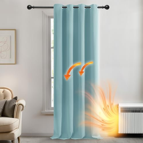 Deconovo Eyelet Door Curtain Thermal Blackout Curtain for Outdoor 52x 84 Sky Blue 1 Panel
