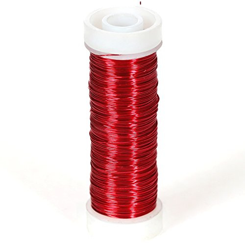 Bütic Draht - Bindedraht - Wickeldraht - Basteldraht 0,34mm Ø - 50m, Farbe:Rot