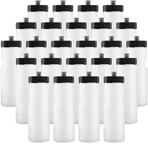 50 Strong Bulk Water Bottles 24-Pack – 22 oz BPA-Free Sports Bottles with Easy-Open Pull Top Cap – Made in USA – Reusable & Top Rack Dishwasher Safe Brand