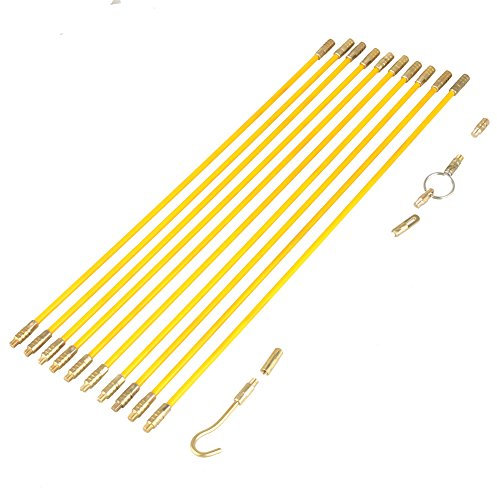Fiberglass Wire Running Kit，Fiberglass Cable Puller Running Cable Wire Kit Electrical Cable Installing Rod mit Zubehör ，Starke Isolationsleistung，4mm，10 Stücke