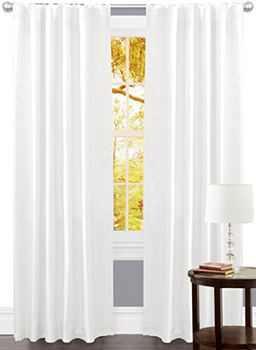 GFI LINEN CLUBS White Cotton Tab Top Curtains – 50x72 inch Window Panel Set, 2 Panels for Living Room, Bedroom or Bathroom