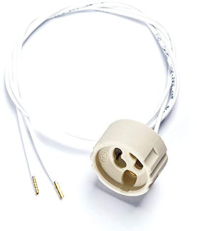 GU10 Fassung aus Keramik mit Qualitäts - 0,75mm² 45cm Silikonkabel 230V für LED und Halogen - 5 Stück - GU10 Socket Sockel Lampenfassung