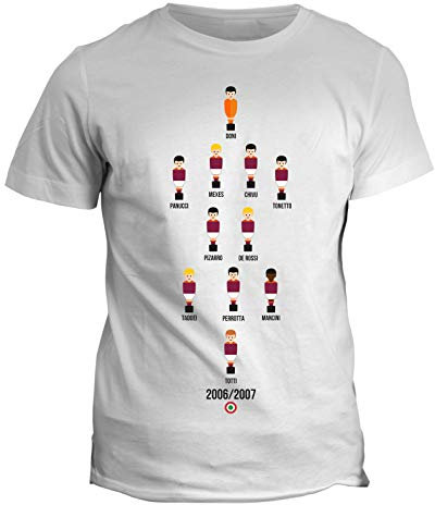fashwork Maglietta T-Shirt Tifoso Calcio Uomo Formazione giallorossi Coppa Italia Stagione 2006-2007 - Vintage Football - Nostalgia - Idea Regalo