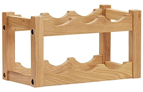 vidaXL Botellero para 6 Botellas Vinoteca Mueble Armario Estante Organizador Portabidones de Vino para la Colocación Madera Maciza de Roble