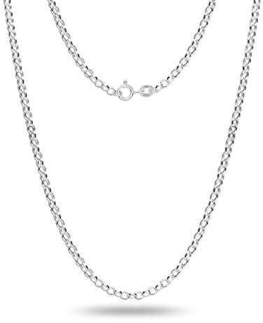 LeCalla 925 Sterling Silver Italian Jewelry Trendy Gift 1.5 MM, 2 MM, 3 MM Rolo Link Chain Necklace for Teen Women and Men with Spring Ring Clasp (16, 18, 20, 24 Inches)