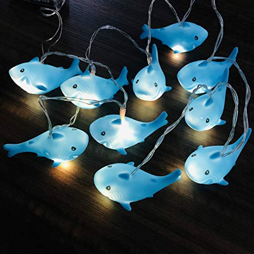 1.65 m 10er LED Hai Lichterkette Kinderzimmer Batteriebetrieb (Blau Hai)