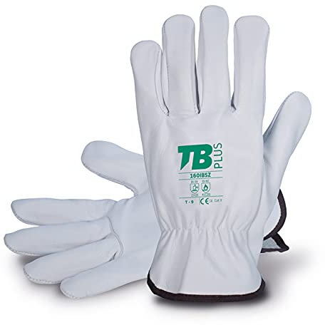 10 paia di guanti di protezione del lavoro TB Plus 160IBSZ | Guanto di sicurezza per lavori con rischi meccanici e termici. Realizzato in pelle fiore bovino, colore grigio. Taglia 7