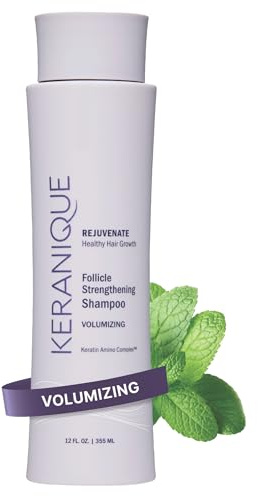 Keranique Volumizing Shampoo for Hair Repair, Growth & Thinning Hair Support – Keratin, Biotin, Menthol & Niacinamide, Anti-Breakage, Lightweight Strengthening Formula 12 Oz - Keratin Amino Complex™