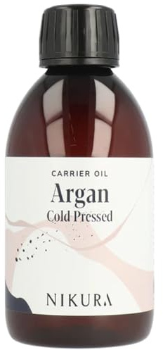 Nikura Argan Oil Cold Pressed - 250ml | For Hair Growth, Face, Skin | 100% Pure | Perfect for Natural Moisturiser & Conditioner, Hair Mask, Body Oil, Cuticles | Vegan & UK Made | BPA Free