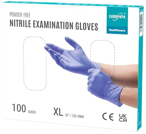EUROPAPA® Lot de 100 gants jetables en nitrile sans latex non stériles sans latex