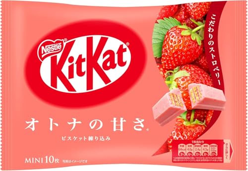 KIT KAT NESTLÉ KitKat Mini tablette de chocolat, pour adultes, Fraise, 10 pièces