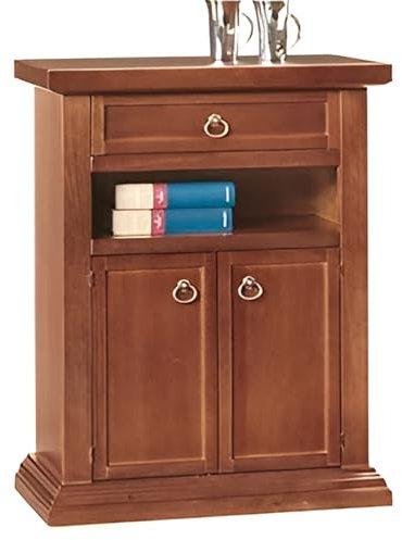 Mar.c.a. Design - Mobiletto Porta Telefono in Legno 64x32x75 cm - Mobile Arte Povera Base Piatta con 2 Ante 1 Cassetto 1 Vano - Made in Italy