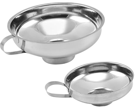 Mikinona Oil Funnel 2pcs Stainless Steel Funnel Wide Mouth Jar Funnel Jar Funnel Stainless Steel Jar Funnel Polypropylene Funnel s Funnel with Strainer Large Funnel Canning Metal