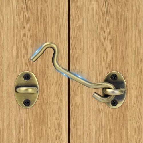 LOQRON Serratura per porta di fienile, chiavistello per cancello resistente, gancio e chiusura a occhiello, occhiello per porta scorrevole con vite, chiavistelli per porta per camera da letto