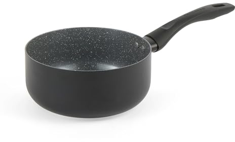 Progress BW12911EU7 Cerámica de Mármol 18 cm Cazo – olla antiadherente con revestimiento cerámico de mármol metálico, apto para inducción, utensilios de cocina de aluminio prensado ligero