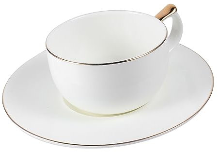ABOOFAN Ceramic Coffee Cup Saucer 120ml Bone China Espresso Tea Mug Gold Rim Drinks Container European Style for Home Office