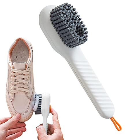 MJ Vision Garden Shoe Brush with Soap Dispenser, Shoes Scrubbing Cleaning Brush | Automatic Liquid Adding, Household Cleaning Tool Washing Brush Boot Cleaning Multifunctional Brush (White)