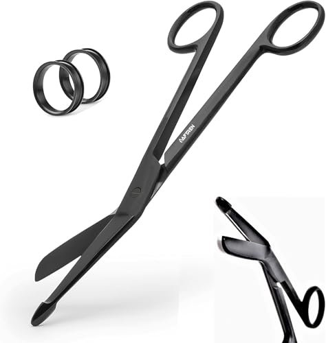 AFTREN J2 Edelstahl-Trauma-Schere, Lister-Verbandschere, Veterinärmedizinische Schere für Klinikkrankenschwestern, 7,5 Zoll, Schwarz