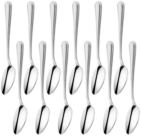 Teaspoons 12 Pieces 15cm Stainless Steel Tea Spoons, Small Spoons, Spoons Cutlery for Tea, Coffee, Cake, Dessert and Salad, Dishwasher Safe, Tea Spoon for Home Kitchen Restaurant