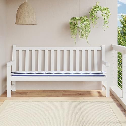 ZEYUAN Gartenbank-Auflage Blau&Weiß Gestreift 200x50x3 Stoff Stuhlkissen, Sitzpolster, Sitzauflagen Für Bänke, Bankkissen, Sitzbankauflagen, Polster Sitzbank 361201